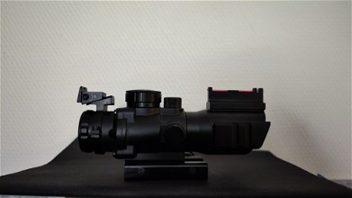 Image for Tactical ACOG style 4x scope with Red/Blue/Green light, mount rail, and sights